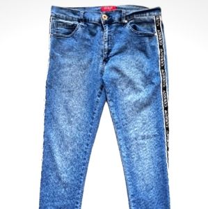 Guess High Rise Medium Wash Tuxedo Strip Jeans SZ 34